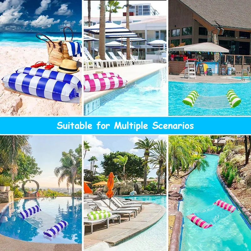 Inflatable Foldable Floating Row Swimming Pool Party Water Hammock Air Mattresses Pvc Stripe Water Floating Inflatable Mat