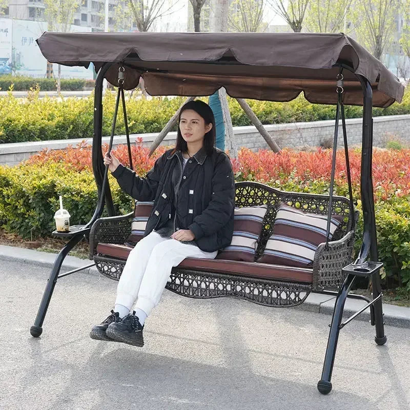 Double Person Courtyard Garden Outdoor Home Swing Hanging Chair Outdoor Villa Wrought Iron Balcony Rocking Chair Hanging Basket