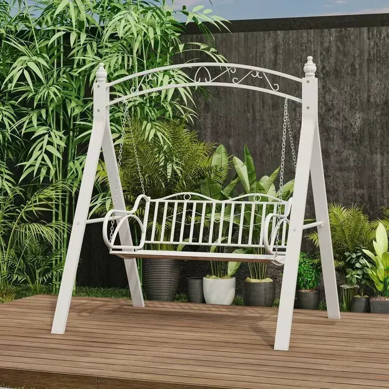 Double Person Courtyard Garden Outdoor Home Swing Hanging Chair Outdoor Villa Wrought Iron Balcony Rocking Chair Hanging Basket