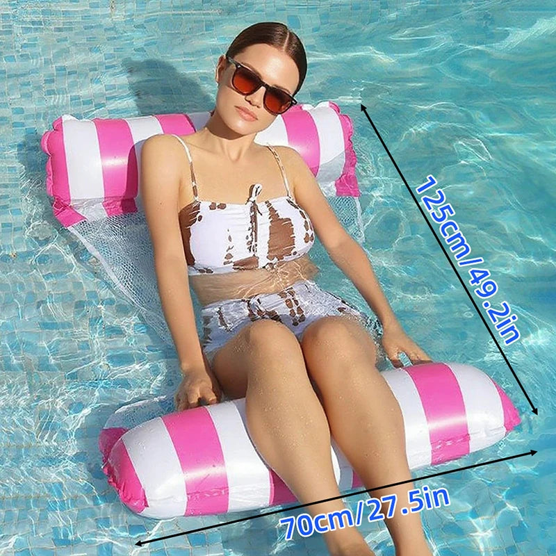 Inflatable Foldable Floating Row Swimming Pool Party Water Hammock Air Mattresses Pvc Stripe Water Floating Inflatable Mat
