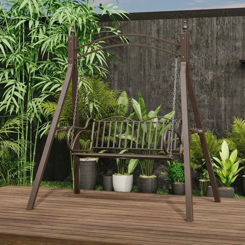 Double Person Courtyard Garden Outdoor Home Swing Hanging Chair Outdoor Villa Wrought Iron Balcony Rocking Chair Hanging Basket