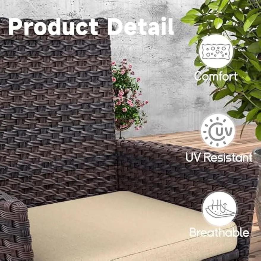 10 Piece Outdoor Dining Set,Rattan Patio Conversation Set of 8 Chairs,Patio Dining Table and Chairs w/Cushions,Sand