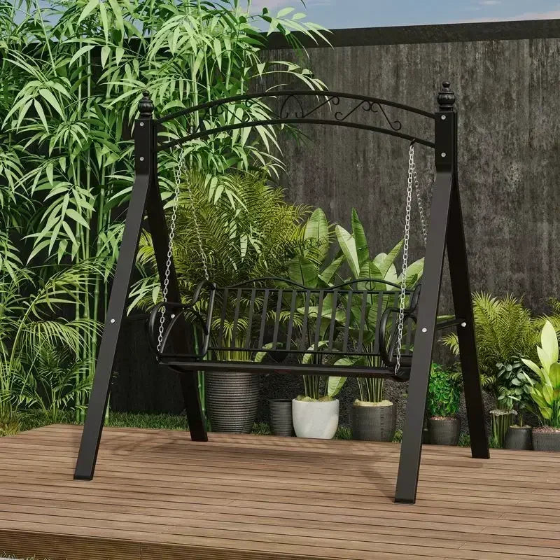 Double Person Courtyard Garden Outdoor Home Swing Hanging Chair Outdoor Villa Wrought Iron Balcony Rocking Chair Hanging Basket