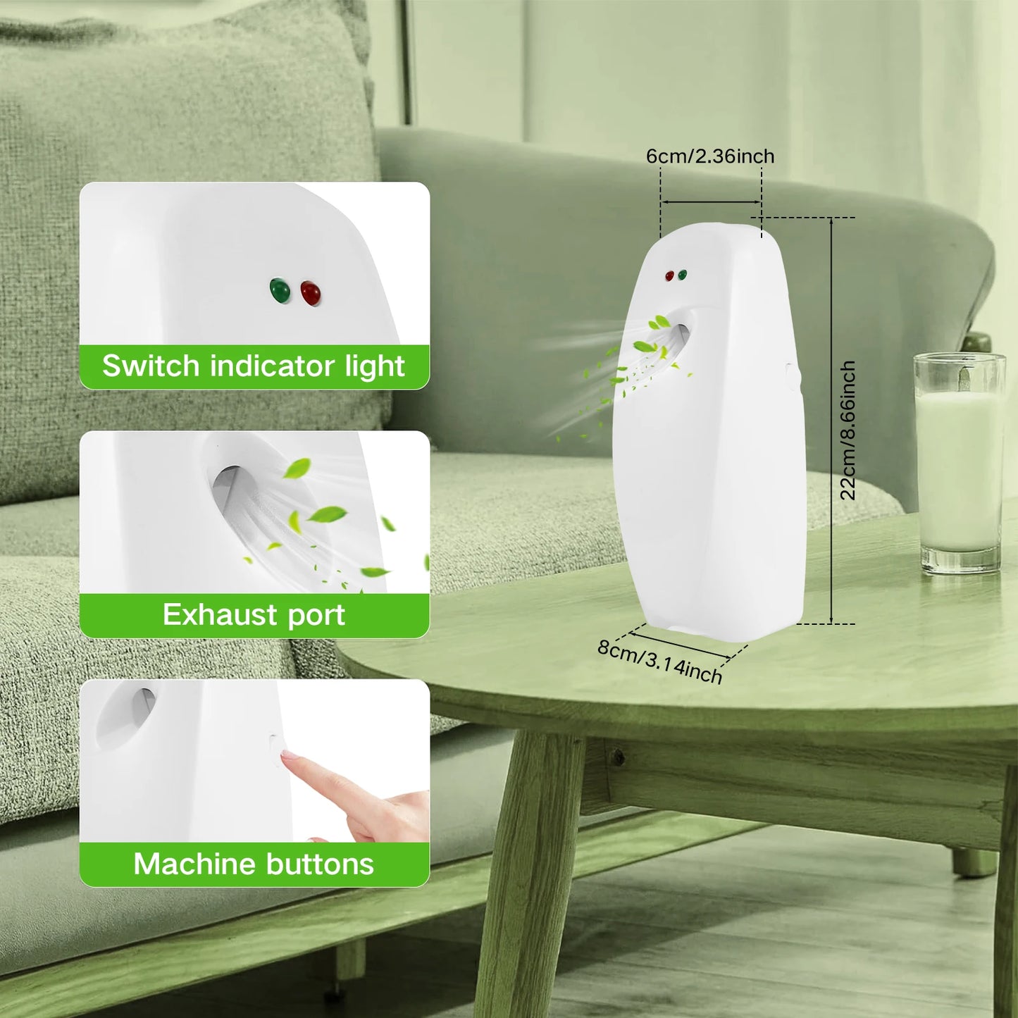 2Pcs Air Fresher Dispenser Wall-Mounted 300ML Liquid Automatic Perfume Spray WIth 3 Adjustable Mode for Home Fragrance Dispenser