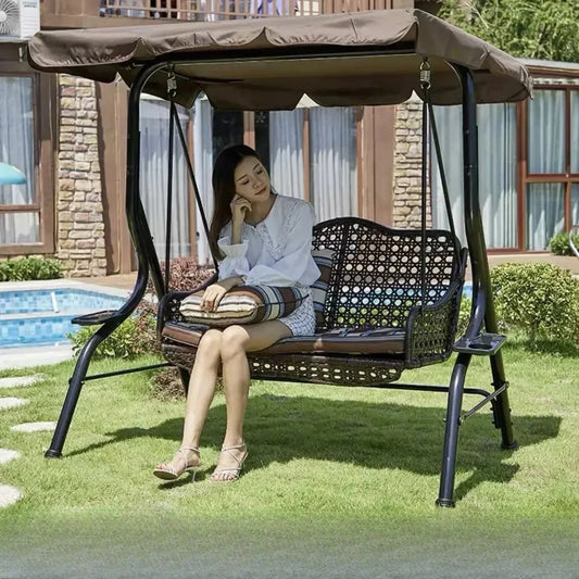 Double Person Courtyard Garden Outdoor Home Swing Hanging Chair Outdoor Villa Wrought Iron Balcony Rocking Chair Hanging Basket
