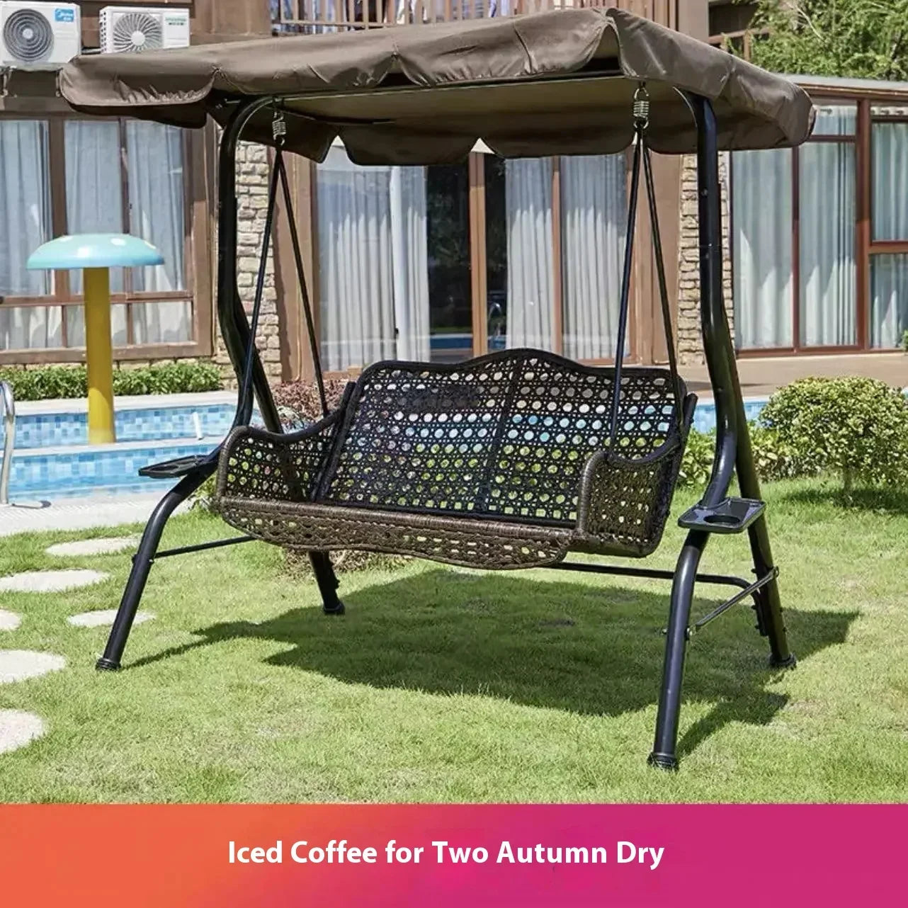 Double Person Courtyard Garden Outdoor Home Swing Hanging Chair Outdoor Villa Wrought Iron Balcony Rocking Chair Hanging Basket