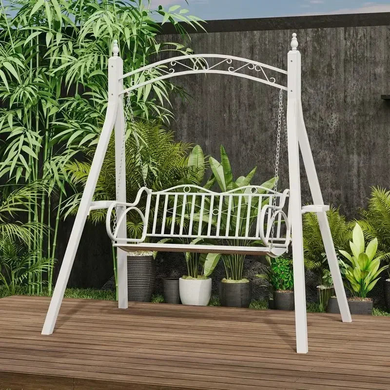 Double Person Courtyard Garden Outdoor Home Swing Hanging Chair Outdoor Villa Wrought Iron Balcony Rocking Chair Hanging Basket