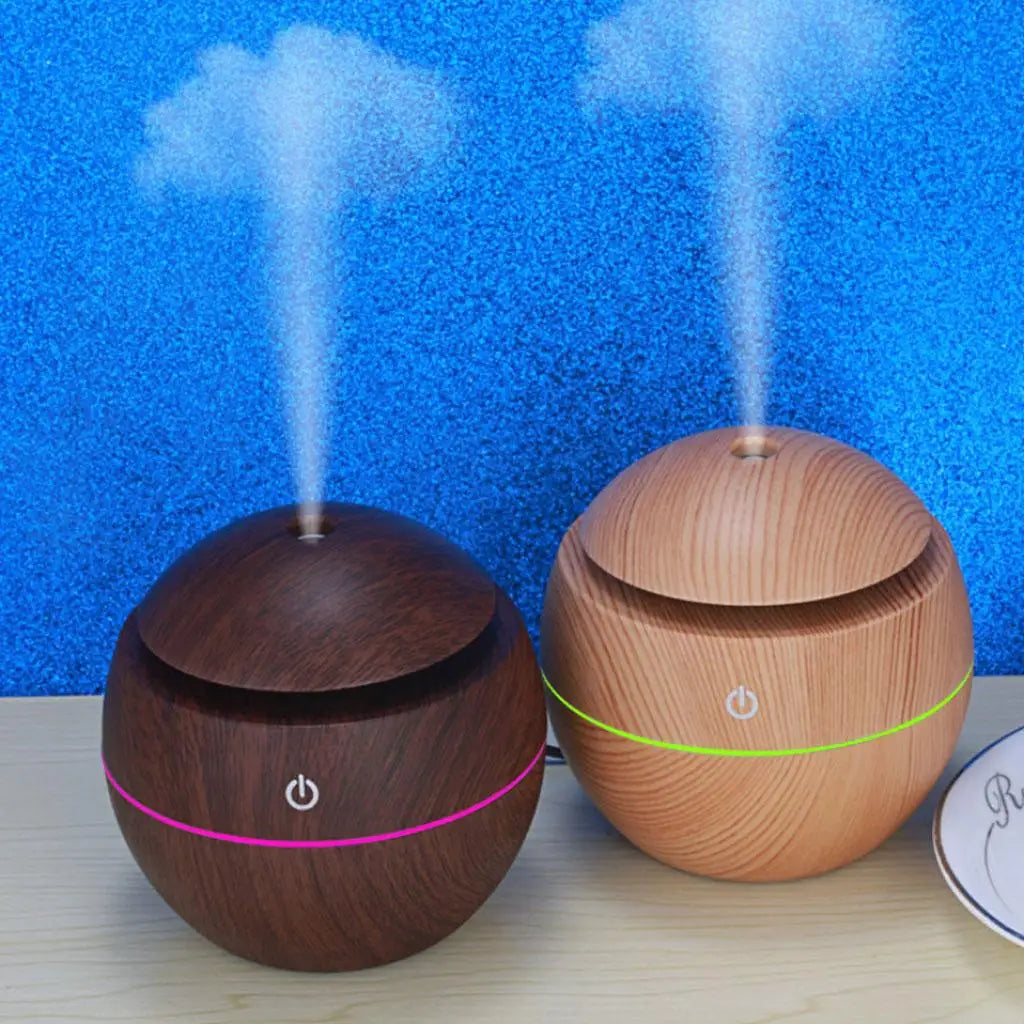 130ML USB Air Humidifier Wood Grain Design for Home Work Yoga Bedroom Kid Baby