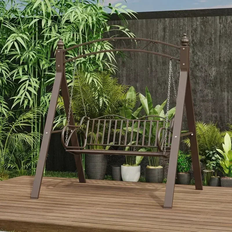 Double Person Courtyard Garden Outdoor Home Swing Hanging Chair Outdoor Villa Wrought Iron Balcony Rocking Chair Hanging Basket